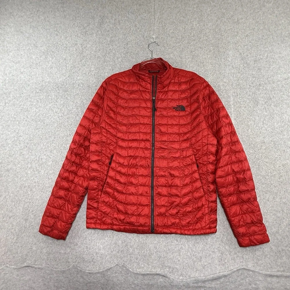 The North Face Thermoball Puffer Jacket Full Zip Mens Medium Red Excellent Condi